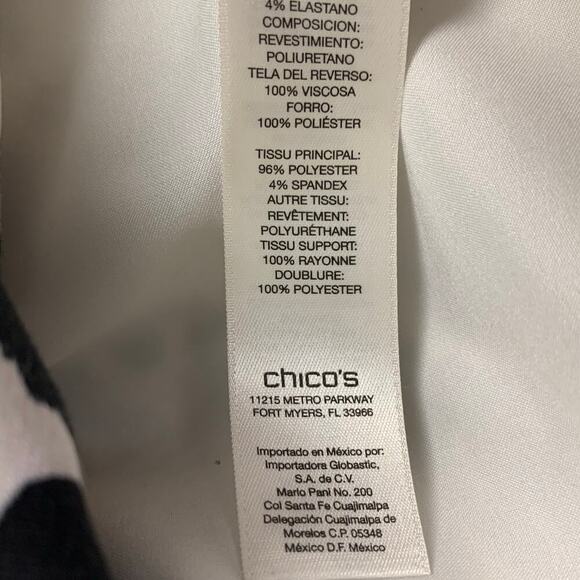 Chico's Black Faux Leather & Leopard Print Long A-line Jacket - Size 1 (M / 8) - Picture 9 of 9